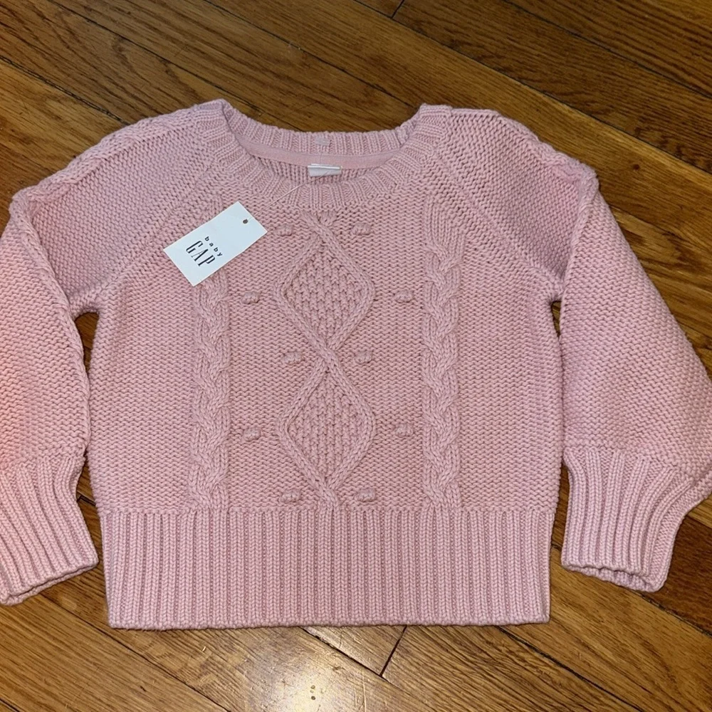 NWT GAP baby mauve Pink Cable Knit Sweater cotton 2T